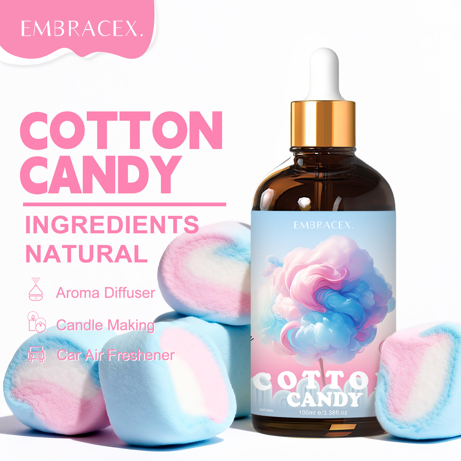 Candle Souvenir - 100ml Cotton Candy Essential Oil Massage
