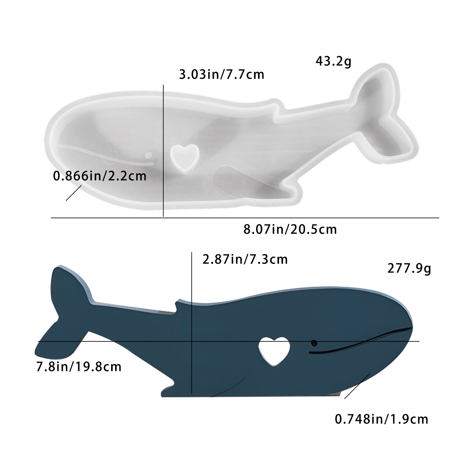 Candle Holder Supplies - DIY epoxy resin mold heart whale