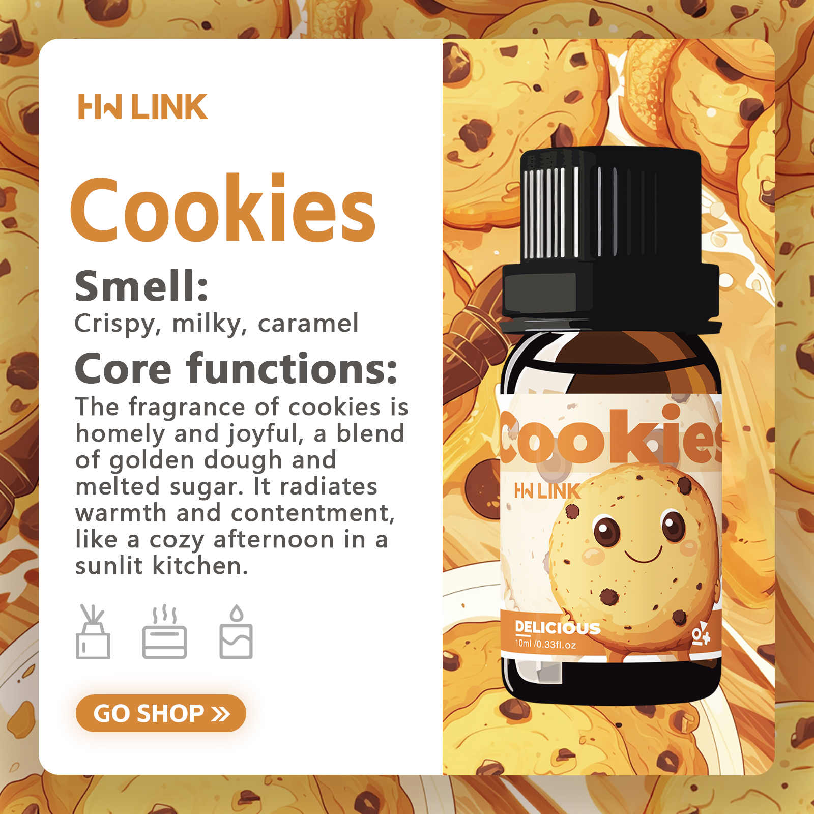 10ml Cookies Essential Oils Pe - đánh giá và giá Candle Souvenir